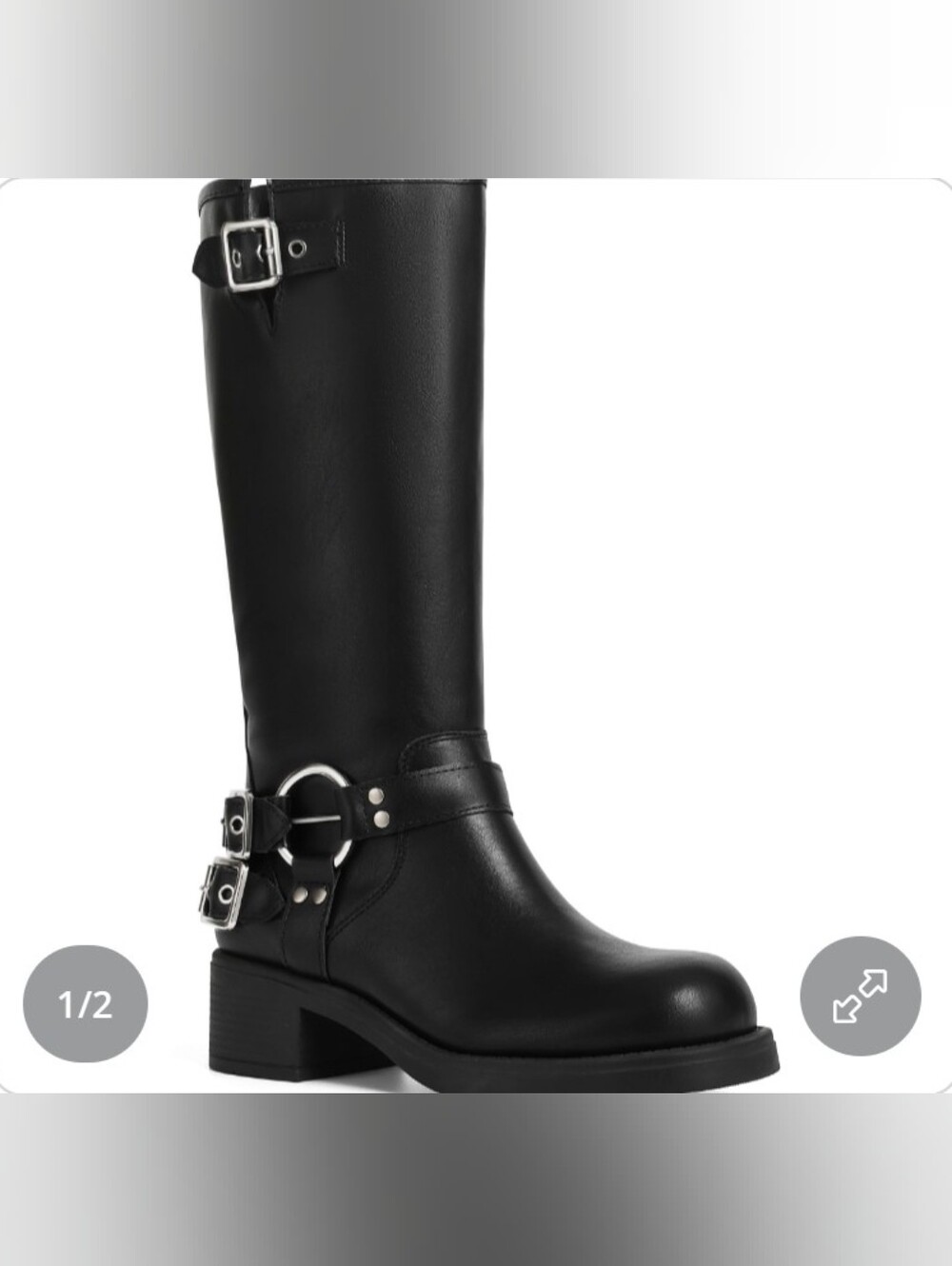 Black Leather Mid-Calf Harness Boots - Women
